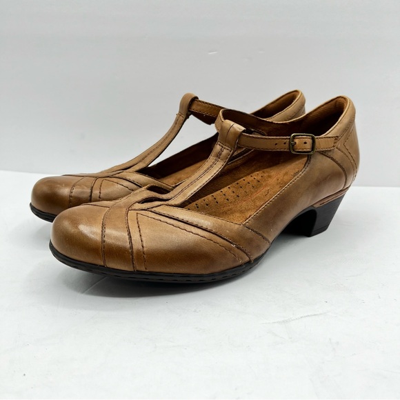 Rockport Women’s Size 8.5 Brynn Tan Leather T-Strap Heels Work Casual Date Comfy - Picture 8 of 8